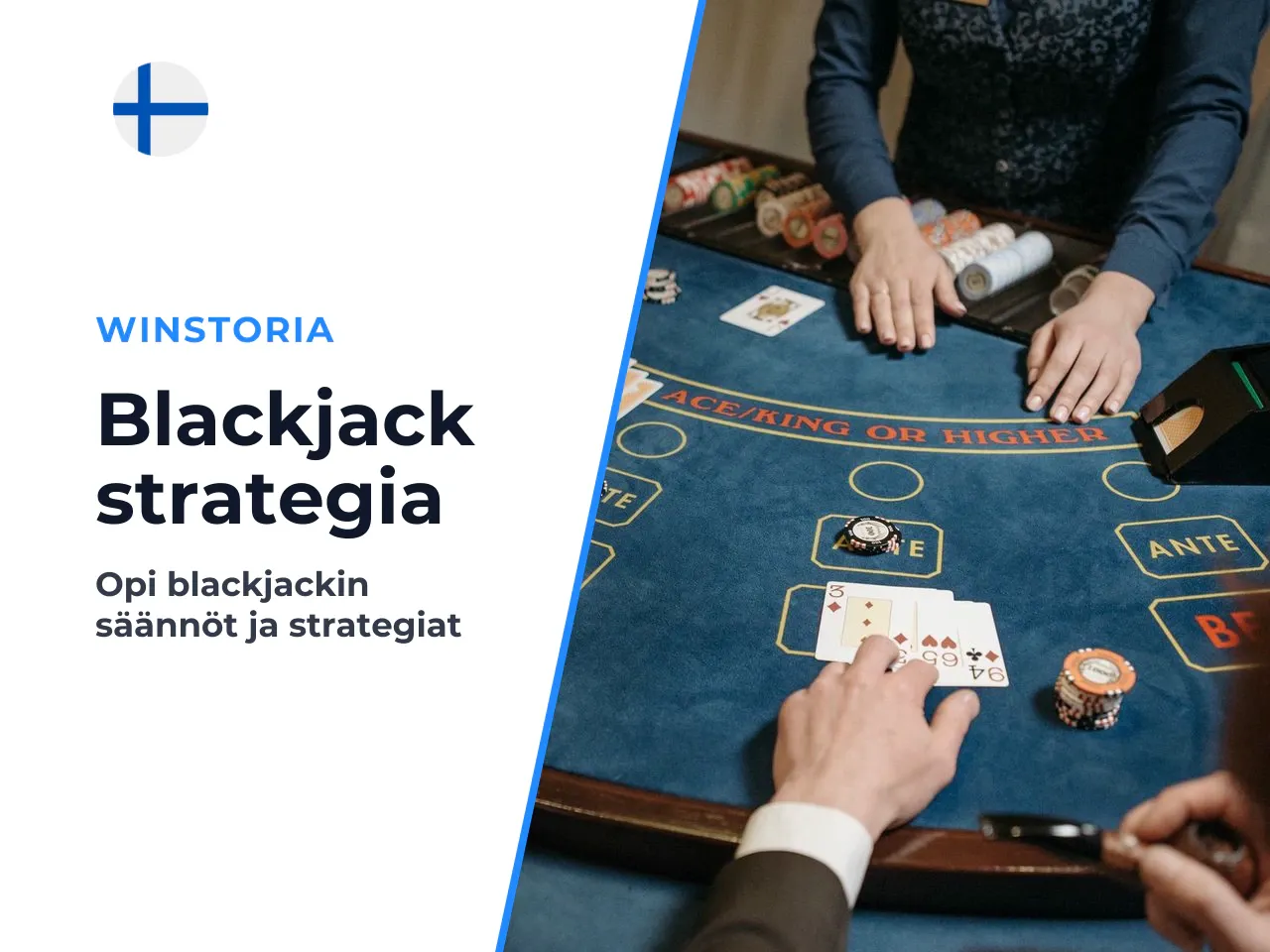 Ässä pelaajan kädessä. Ässä on blackjackin